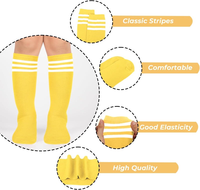 Benefeet Sox Kids Soccer Socks Toddler Knee High Tube Long Socks Soft for Girls Three Stripes Youth Cotton Soccer Socks - Image 4